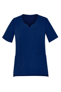 WOMENS TAILORED FIT ROUND NECK SCRUB TOP CST942LS-Navy