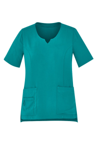 WOMENS TAILORED FIT ROUND NECK SCRUB TOP CST942LS-Teal