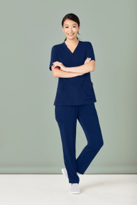 Womens Easy Fit V-Neck Scrub Top CST941LS-Navy